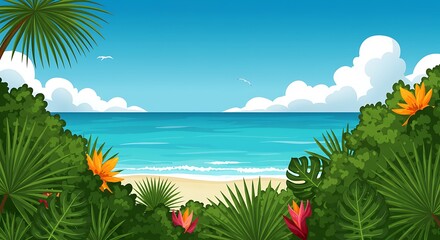 Fototapeta premium Tropical Vista AI Generated