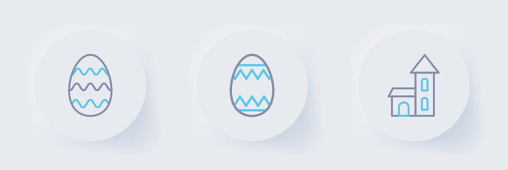 Set line Church building, Easter egg and icon. Vector