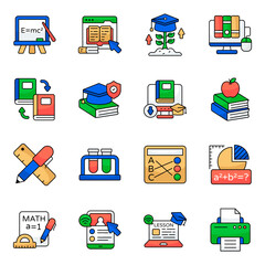 Pack of Education and Reading Flat Icon 

