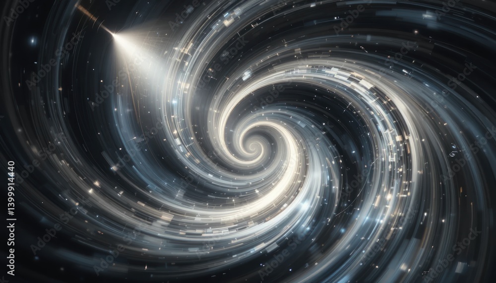 Poster exploring cosmic vortex dynamics outer space digital art sci-fi environment abstract viewpoint theor