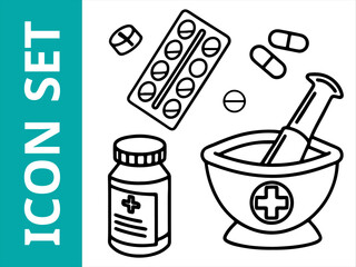 Medical Icon – Healthcare, Hospital, Doctor, Emergency, and Medicine Symbol in Flat Minimal Style | Vector Illustration

