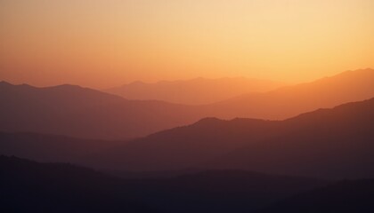 Fototapeta premium Serene sunset over mountain range nature landscape tranquil environment aerial viewpoint inspiring concept for relaxation