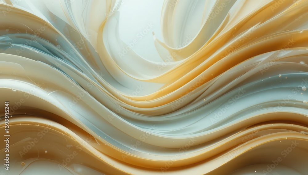 Aufkleber flowing abstract cream and beige waves studio setting digital artwork smooth textures close-up view 