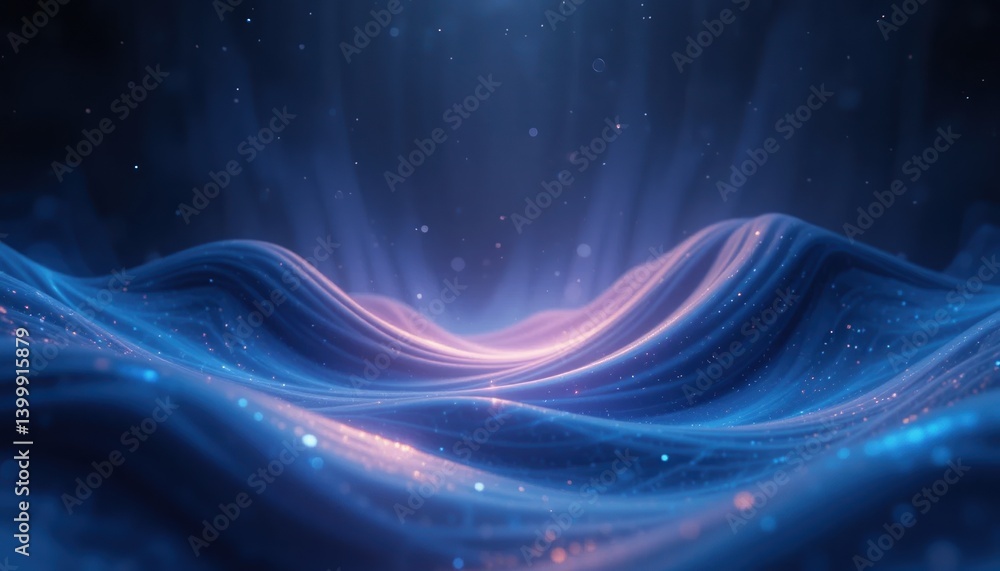 Poster dynamic waves of light in a hypnotic oceanic scene abstract visuals digital art ethereal atmosphere 