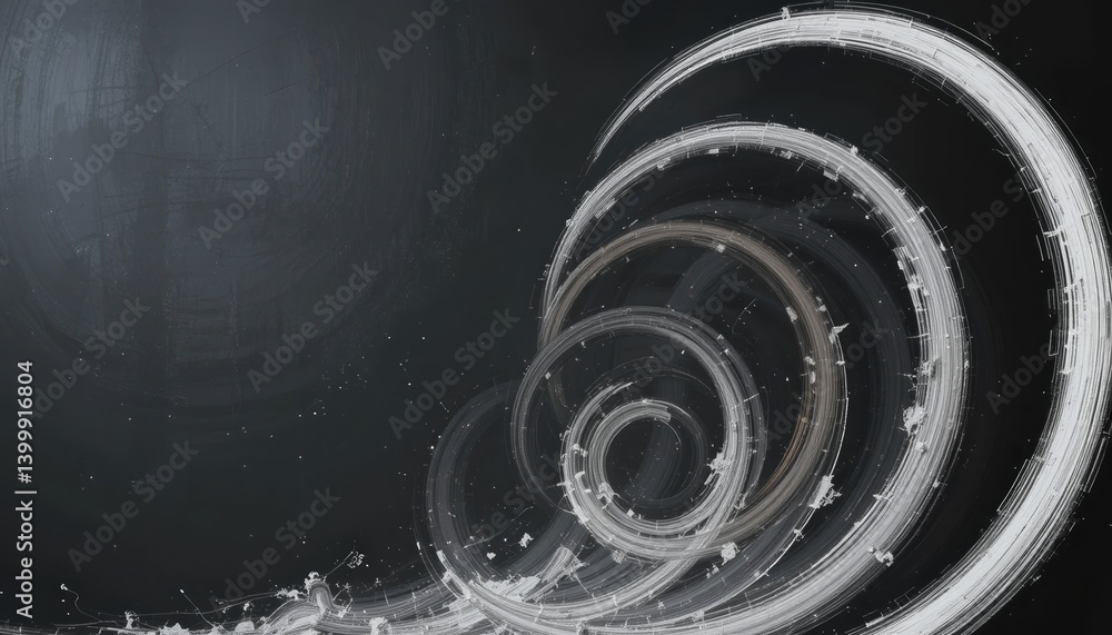 Poster dynamic spiral motion in abstract artwork studio digital graphic dark background close-up view moder