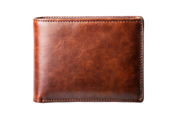 Brown leather wallet on white background with a focus on texture   isolated on white background . Brown leather wallet illustration on white