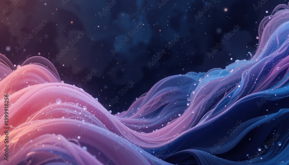 Poster dynamic waves of colorful swirls abstract digital art fantasy environment enigmatic atmosphere