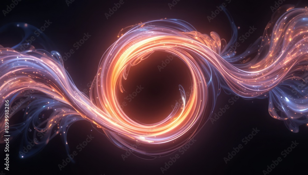 Poster dynamic light trails abstract space digital art vibrant colors close-up view conceptual visualizatio