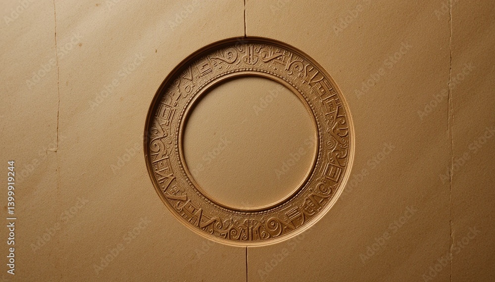 Poster intricate circular design architectural detail interior space minimalist environment top-down view c