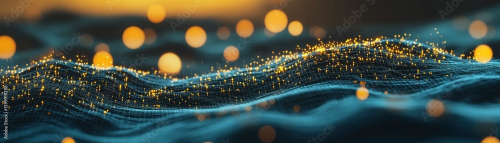 Poster abstract depiction of data with light and network effects