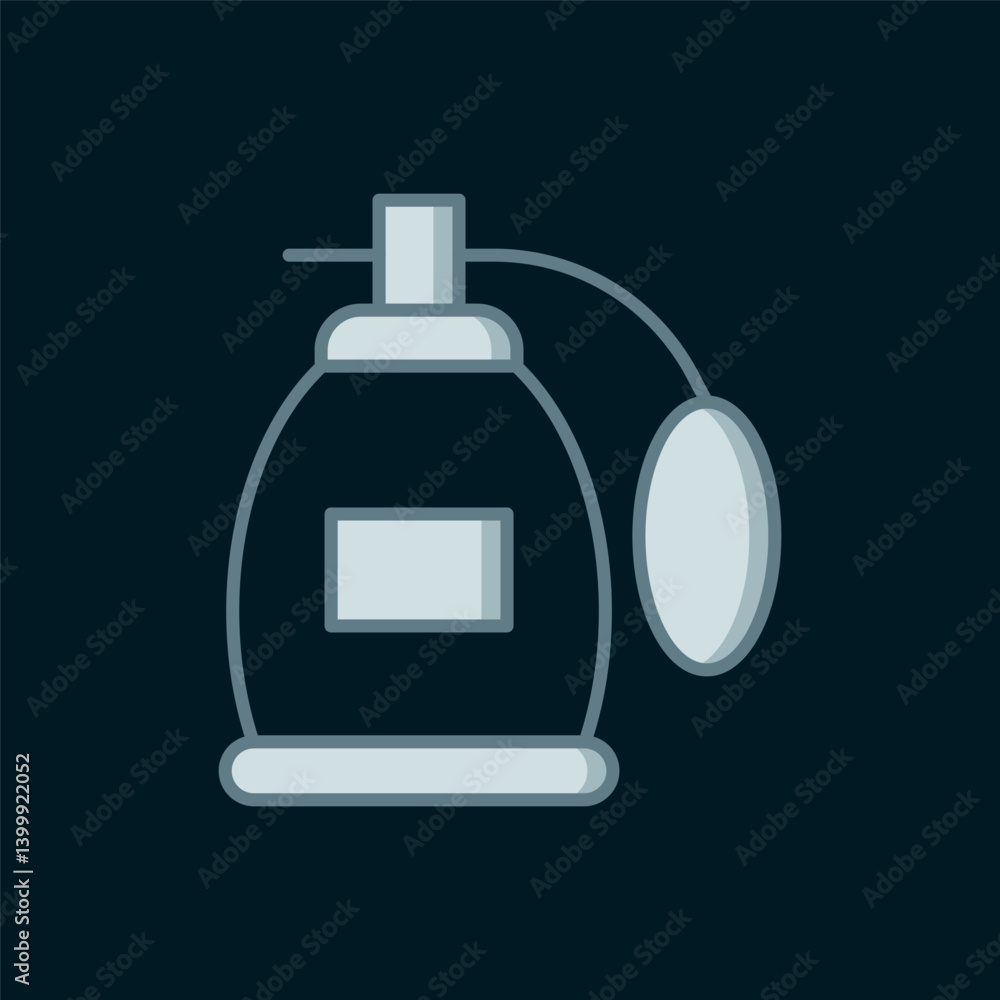 Poster line perfume icon isolated on black background. flat filled outline style with shadow. vector