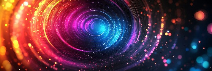 Cosmic Vortex of Light: Captivating visualization of vibrant energy spiraling inwards, evoking a sense of mystery, motion, and the infinite beauty of the cosmos.