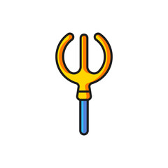 Color Neptune Trident icon isolated on white background. Flat filled outline style with shadow. Vector