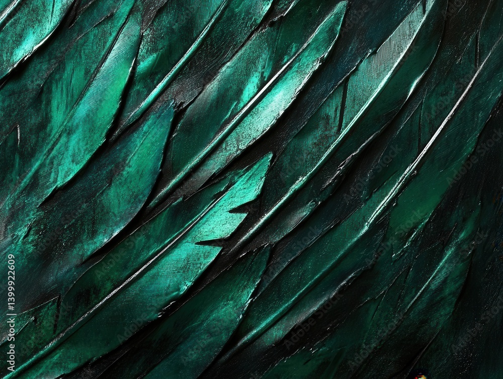Poster emerald green feathers texture abstract background dark and moody visuals diagonal composition artis