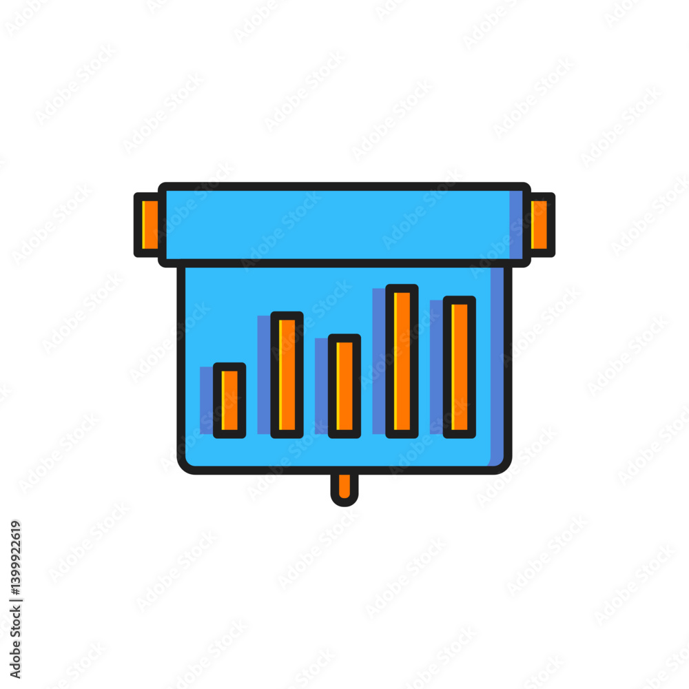 Poster color board with graph chart icon isolated on white background. report text file icon. accounting si