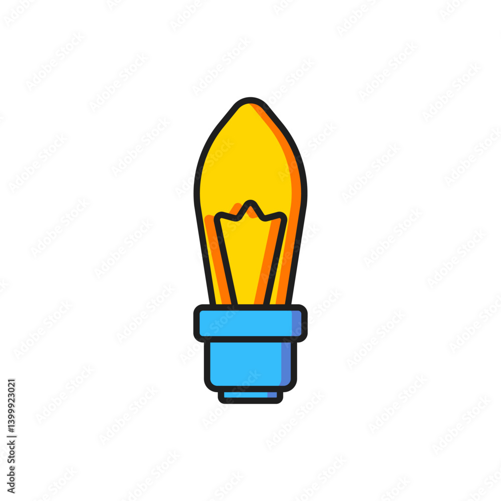 Poster color light bulb with concept of idea icon isolated on white background. energy and idea symbol. ins