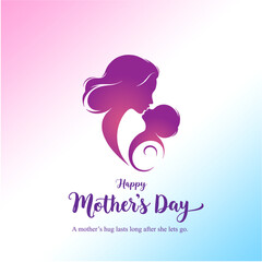 Happy Mothers Day Social Media Creative with Mother Kissing Child Forehead