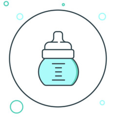 Line Baby bottle icon isolated on white background. Feeding bottle icon. Milk bottle sign. Colorful outline concept. Vector