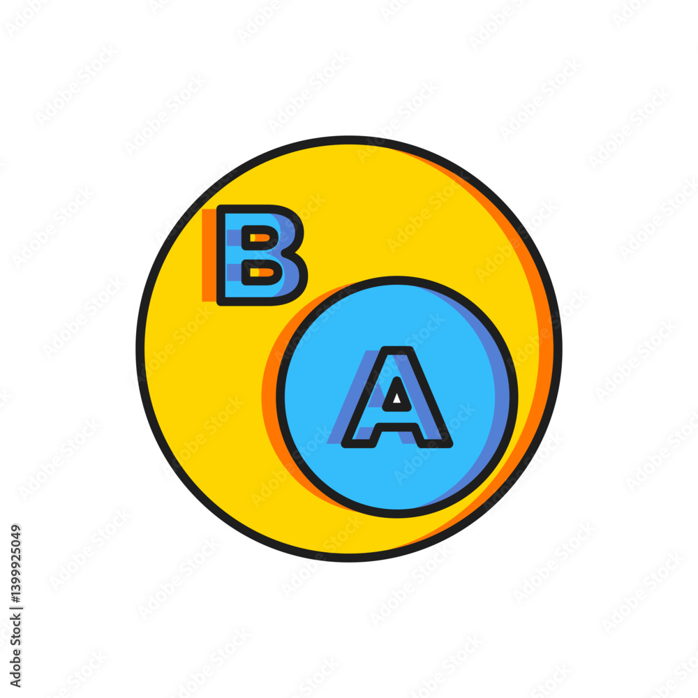 Aufkleber color subsets, mathematics, a is subset of b icon isolated on white background. flat filled outline 