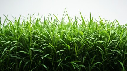 Obraz premium Vibrant Green Grass on White Background - Clean and Fresh Nature Image