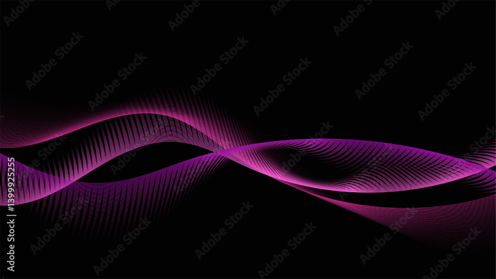 Poster abstract purple wave on dark background with flowing textured lines artistic motion elegant dynamic