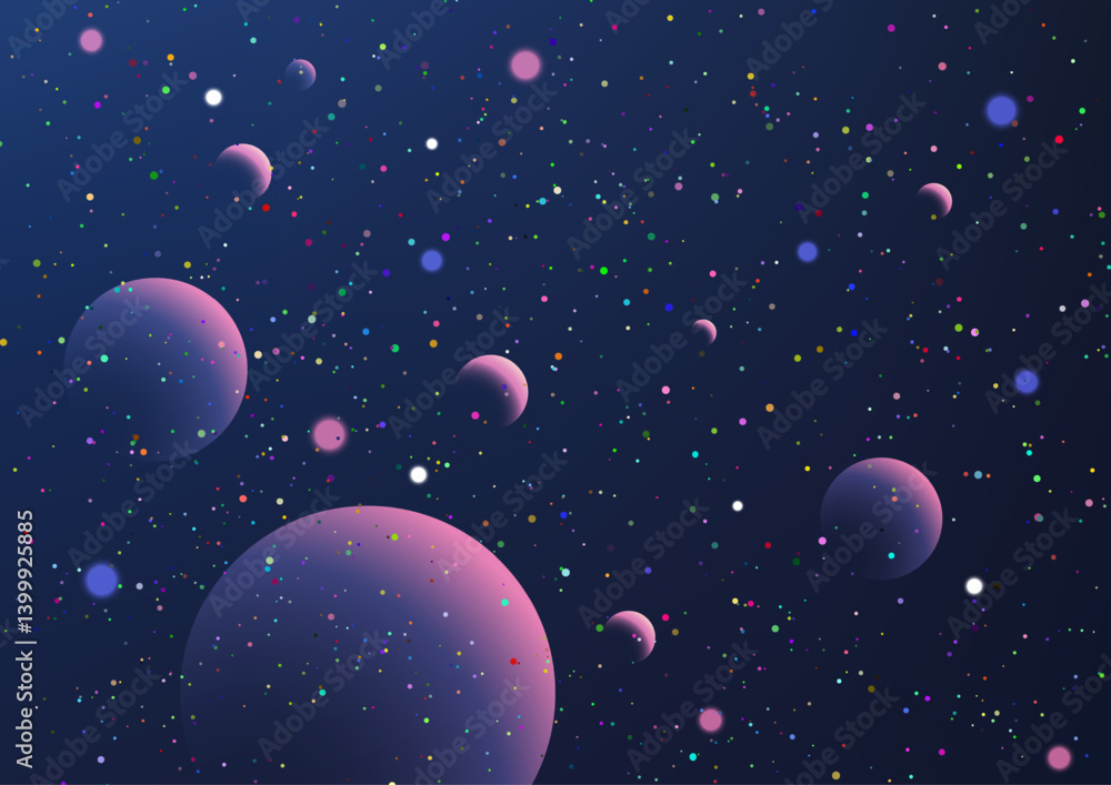 Wall mural cosmic space galaxy universe planets stars nebula astronomy science technology abstract background