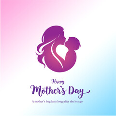 Happy Mothers Day Social Media Creative with Mother Kissing Child Forehead