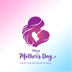 Happy Mothers Day Social Media Creative with Mother Kissing Child Forehead