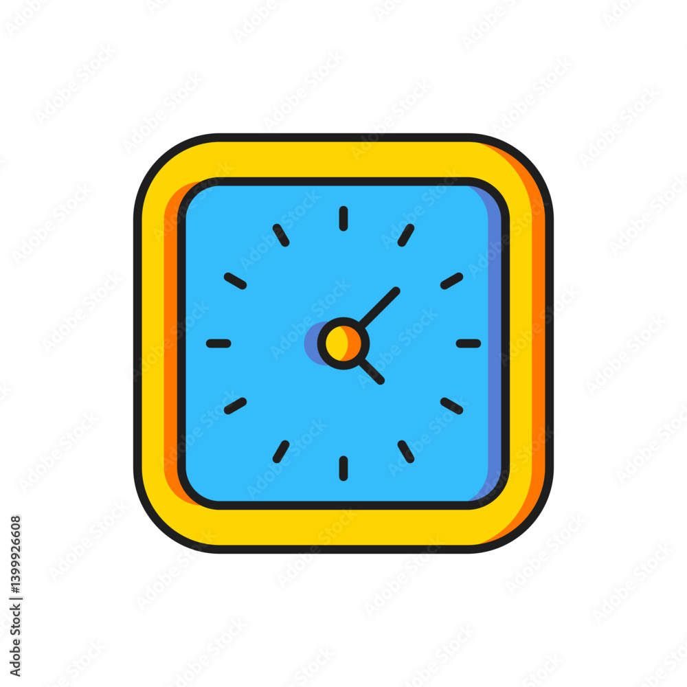 Poster color clock icon isolated on white background. time symbol. flat filled outline style with shadow. v