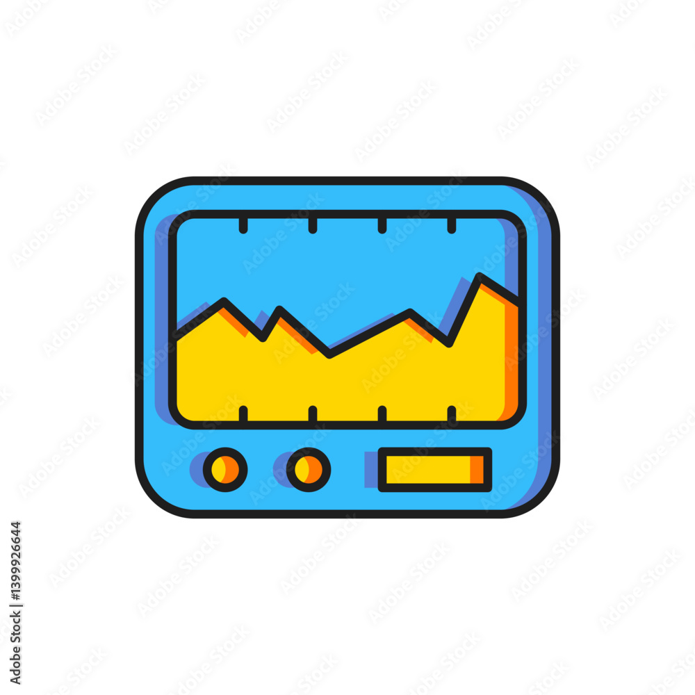 Poster color electrical measuring instrument icon isolated on white background. analog devices. measuring d
