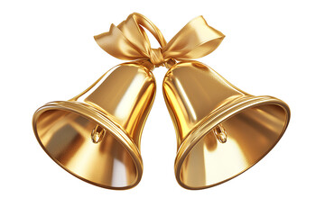 Golden double bells isolated on a transparent background