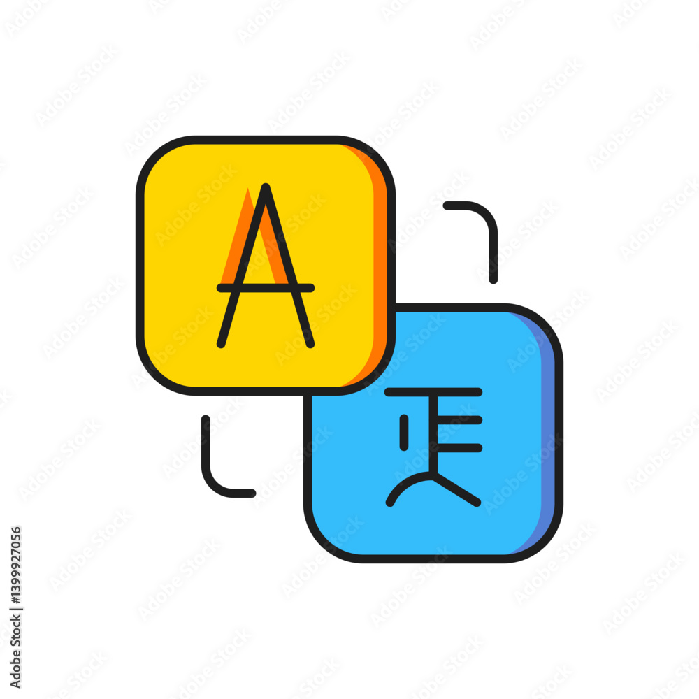Poster color translator icon isolated on white background. foreign language conversation icons in chat spee