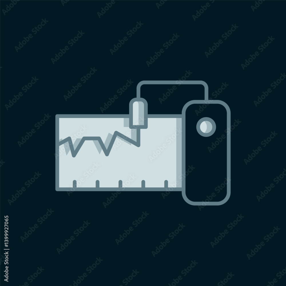 Poster line electrical measuring instrument icon isolated on black background. analog devices. measuring de