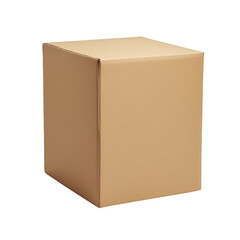 Fototapeta premium Closed Cardboard Box Isolated on White Background Mockup for Design Delivery Transportation and Packaging Concept Brown Carton Parcel Cube Shipping and E-commerce Package Empty Cardboard Box Close-up