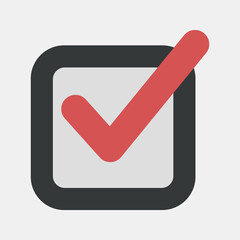 Icon check mark. Indonesian general election elements. Icons in flat style. Good for prints, posters, infographics, etc.