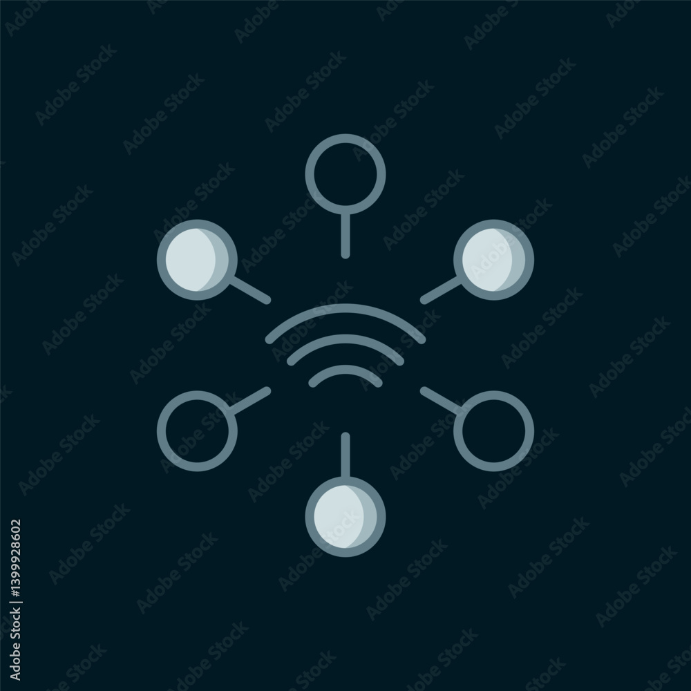 Poster line network icon isolated on black background. global network connection. global technology or soci