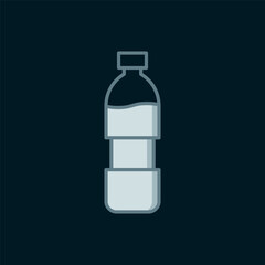 Line Bottle of water icon isolated on black background. Soda aqua drink sign. Flat filled outline style with shadow. Vector