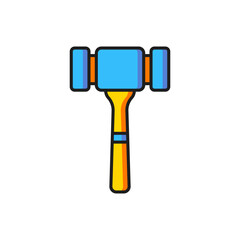 Color Auction hammer icon isolated on white background. Gavel - hammer of judge or auctioneer. Bidding process, deal done. Auction bidding. Flat filled outline style with shadow. Vector