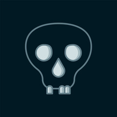 Line Skull icon isolated on black background. Happy Halloween party. Flat filled outline style with shadow. Vector