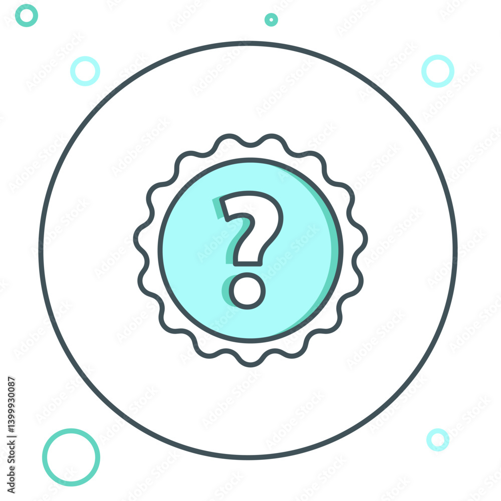Poster line question mark icon isolated on white background. faq sign. copy files, chat speech bubble and c