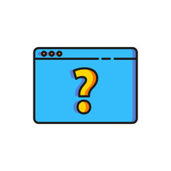 Color Browser with question mark icon isolated on white background. Internet communication protocol. Flat filled outline style with shadow. Vector