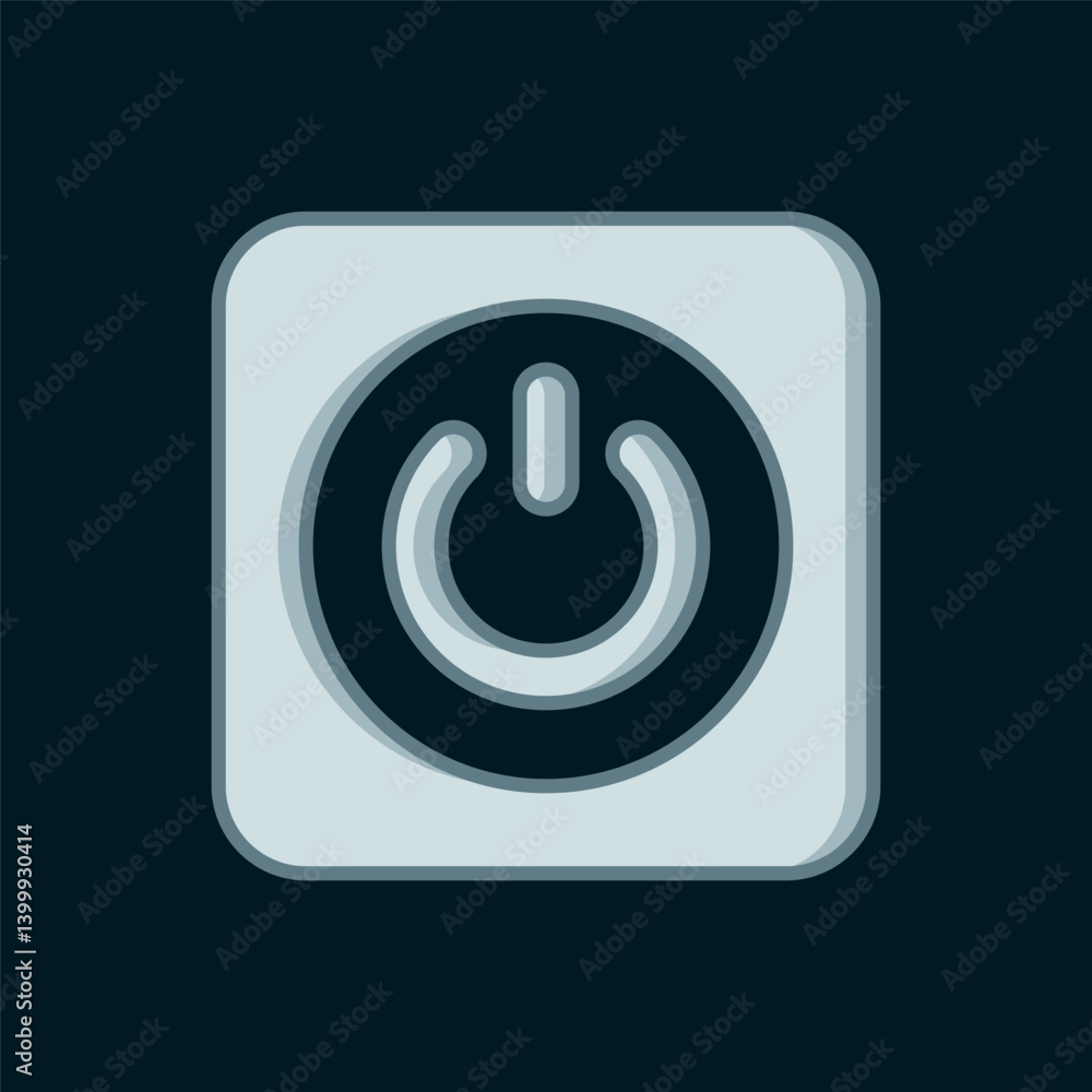 Poster line power button icon isolated on black background. start sign. flat filled outline style with shad