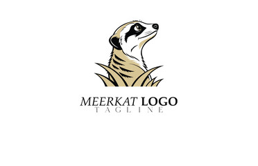 Fototapeta premium Cartoon Meerkat Logo Vector – Happy Mascot for Children's Books, Toys, and Youth-Focused Projects – Editable Adobe Stock Asset.