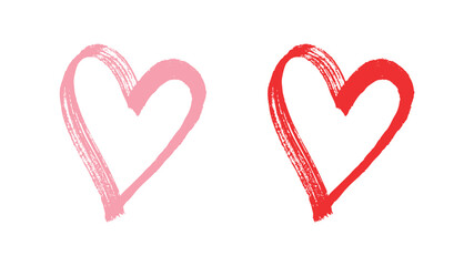 Red and Pink Brush Heart Clipart – Hand Drawn Love Symbol for Romantic Designs