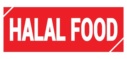 HALAL FOOD text written on red stamp sign.