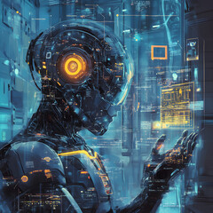 Automating business processes with hardware solutions digital workspace visual design futuristic environment innovative concept