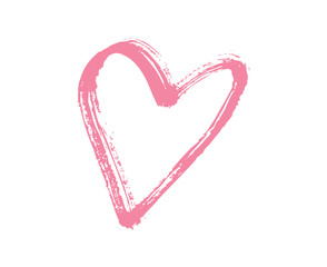 Pink Brush Heart Clipart – Hand Drawn Love Symbol for Romantic Designs