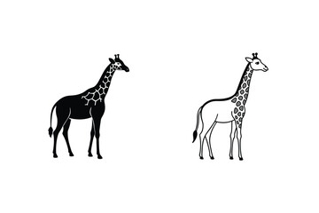 Giraffe Illustration In Two Styles Vector Graphics Animal Clipart Design Elements
