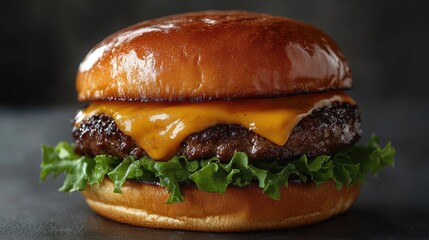Delicious Cheeseburger On Dark Background. Perfect For Menus And Food Blogs!