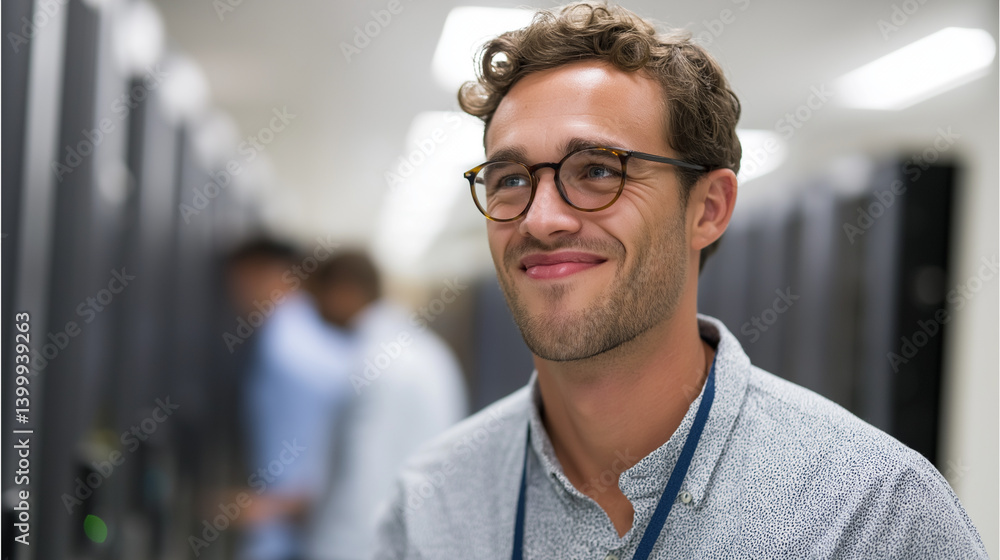 Poster Optimistic IT Engineer in a Data Center Server Room